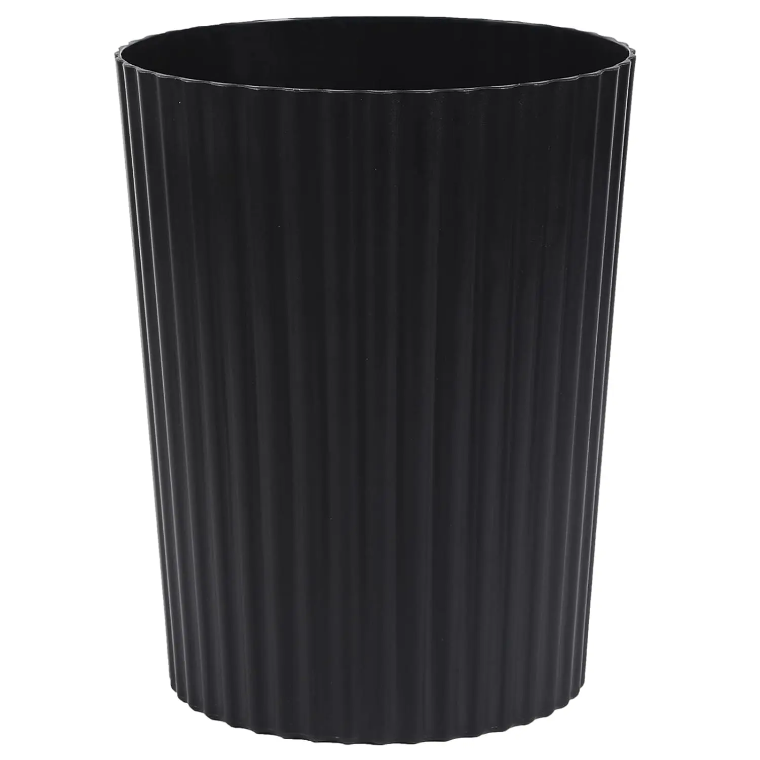 Small Trash Can Plastic Wastebasket Round Garbage Container Bin for Bathroom, Kitchen, Bedroom, Home Office, College Dorm, Black| Sturdy Stylish Decor Round Garbage Container Bin for Kitchen, Bedroom, Home Office, College Dorm Essentials