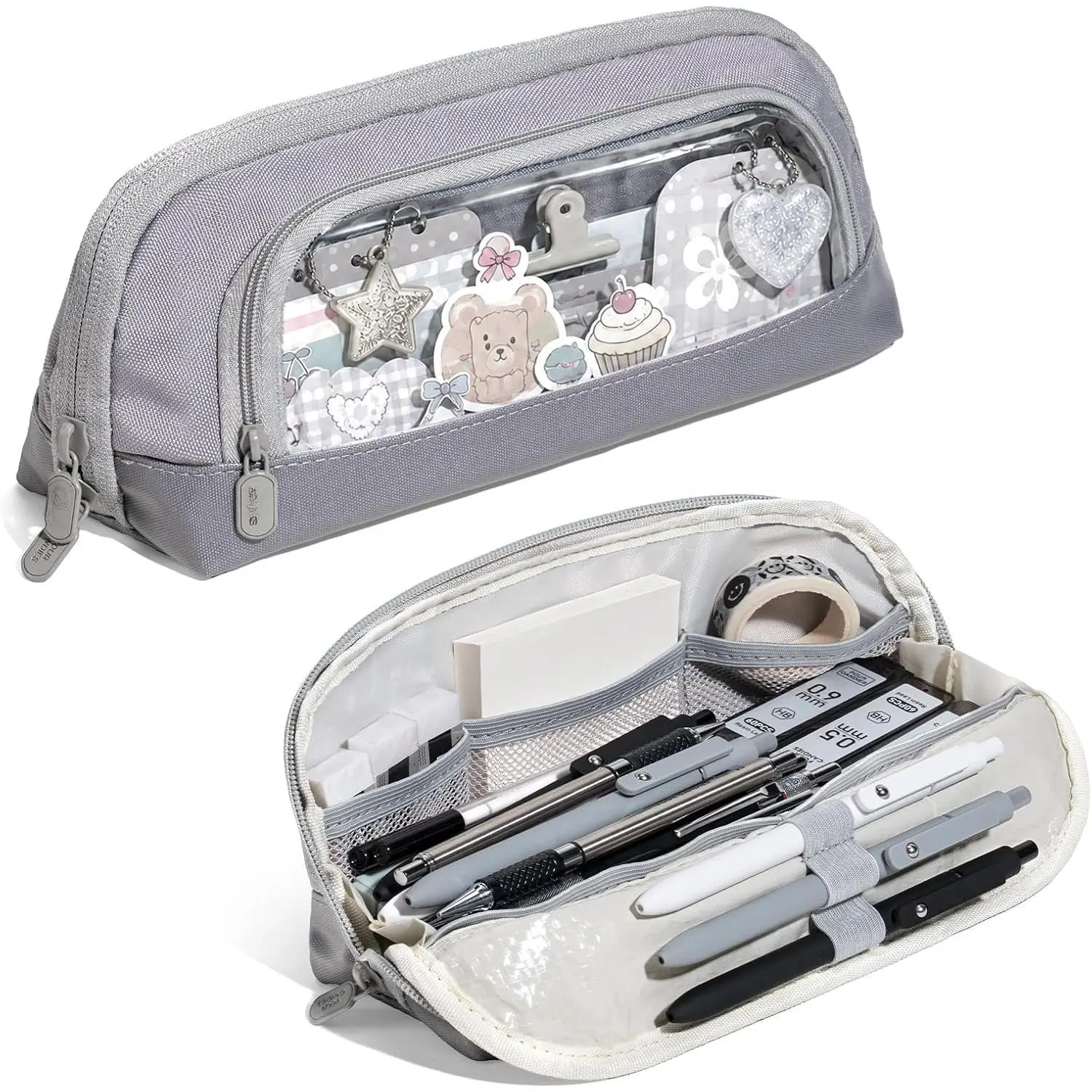 Cute Pencil Case,  Design Triangular Pencil Pouch Gray
