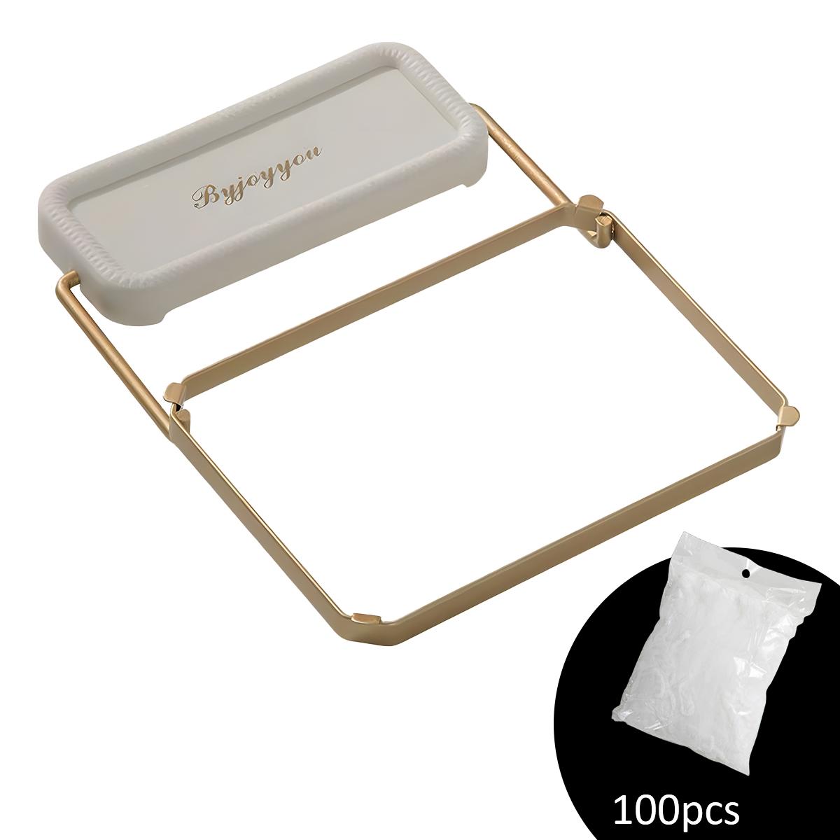 Foldable Kitchen Sink Filter Basket, 100 Disposable Mesh Bags, Rotatable Food Waste Disposal Gadget (White)