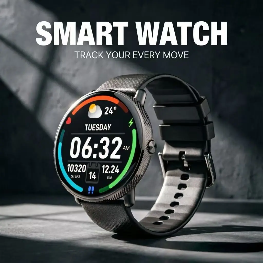 Round Screen Smart Watch, Bluetooth-compatible Call IP68 Waterproof, Heart Rate Blood Oxygen Bp Sleep Monitor, 100+ Sports Modes, Magnetic Charging