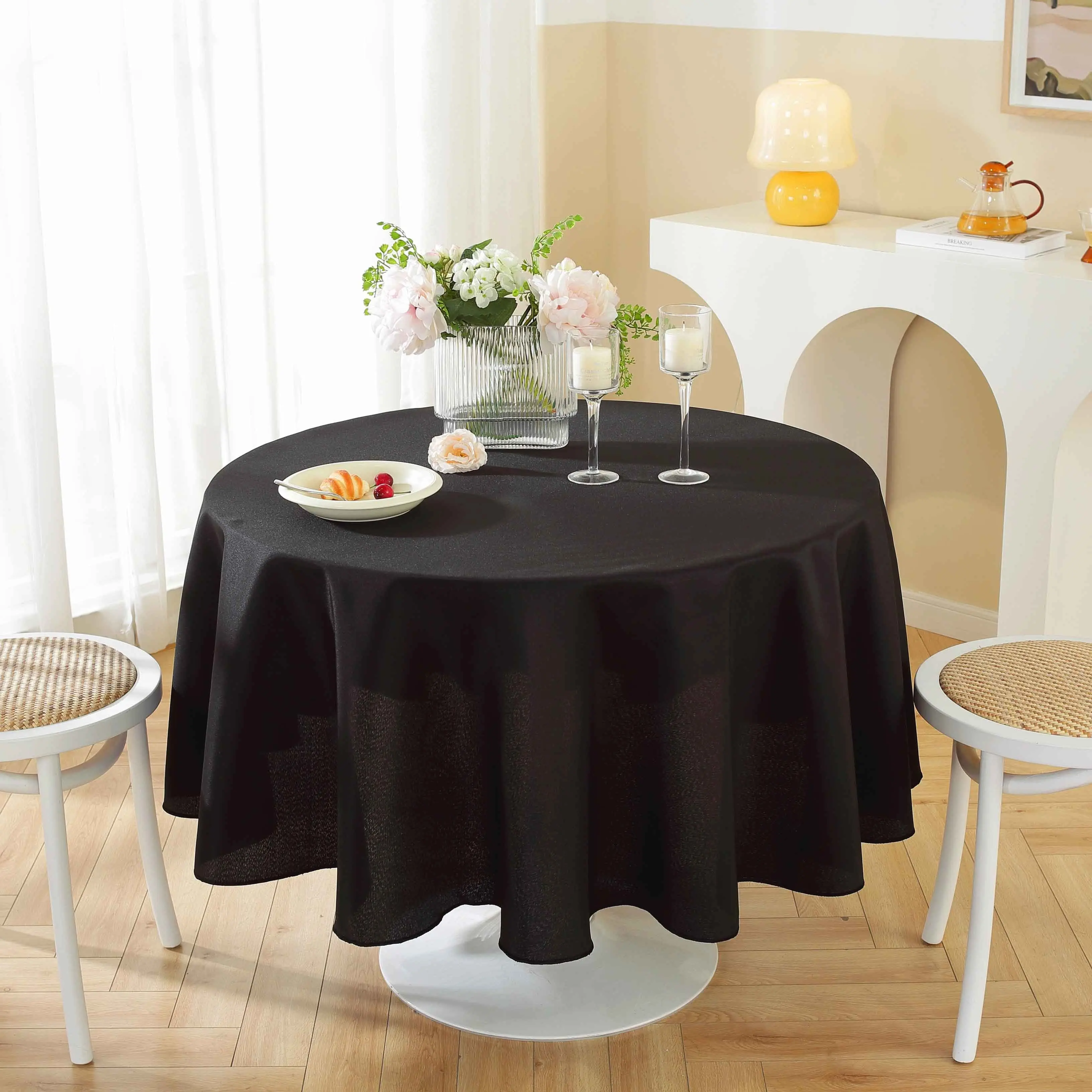 10 Pack Round Premium Polyester Tablecloth, Washable Fabric Table Cover for Home, Party, Wedding & Restaurant Use
