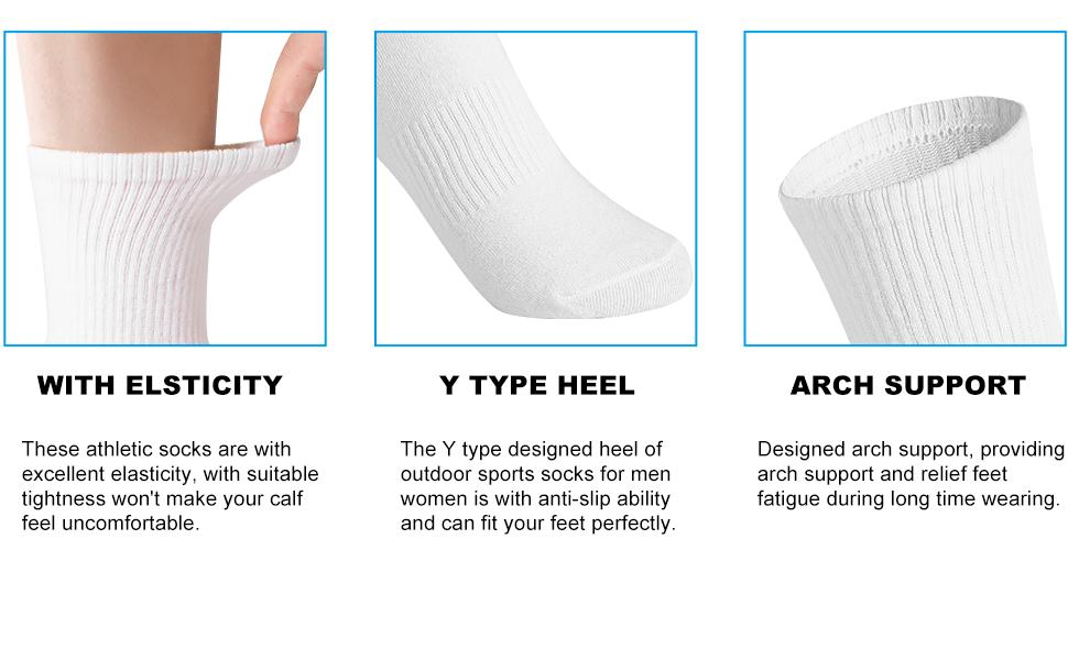 6 Pairs Crew Socks for Women & Men, Cushioned Cotton Athletic Socks, Soft Breathable Long Socks for Running, Hiking & Daily Wear outdoor summer