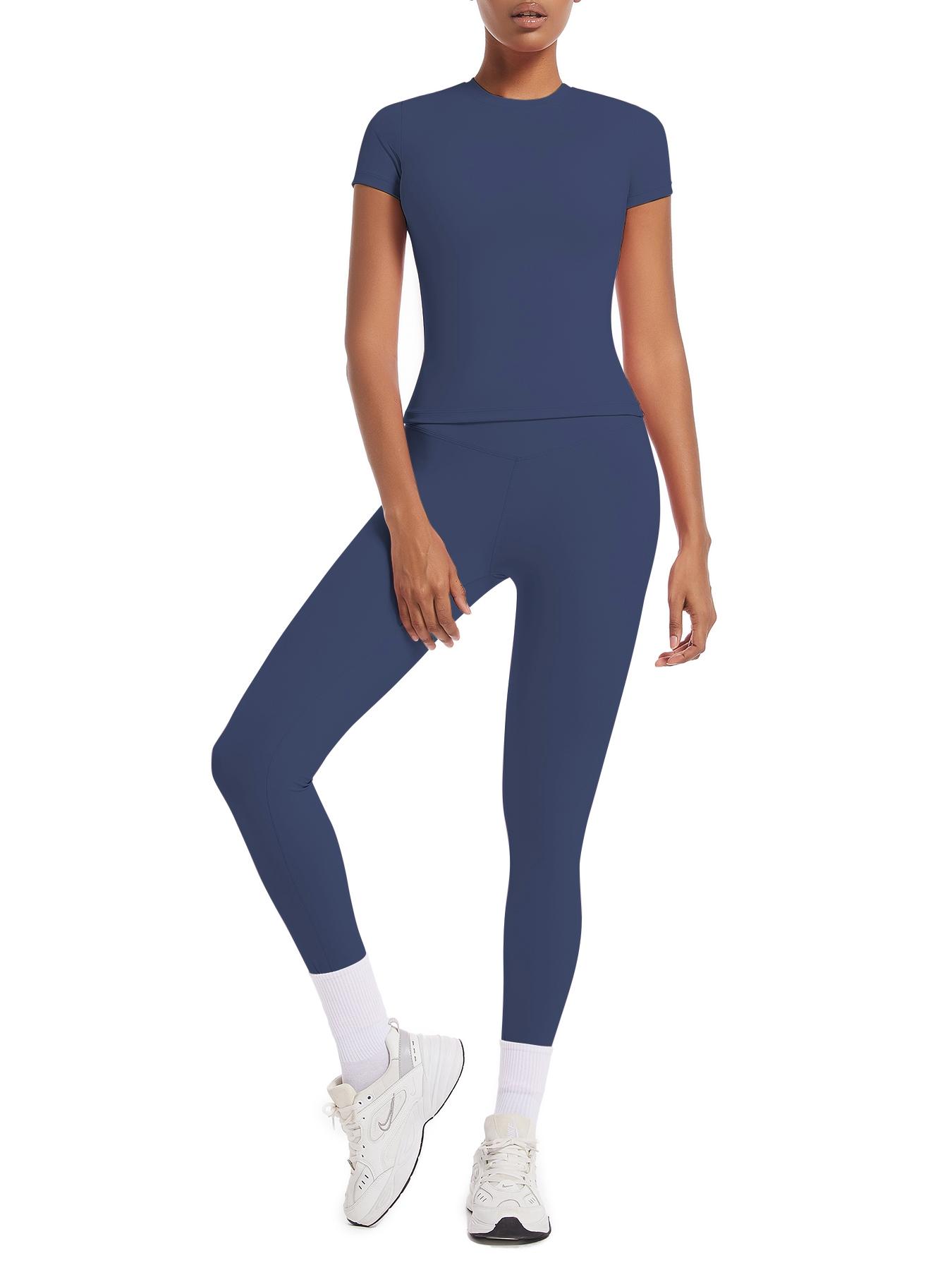 Sporty Two-Piece Set Women's Tee & High Waist Leggings Sportswear Set, Tracksuit Set for Yoga Gym Workout Running, Ladies Sportswear for All Seasons, Athletic Activewear Tracksuits