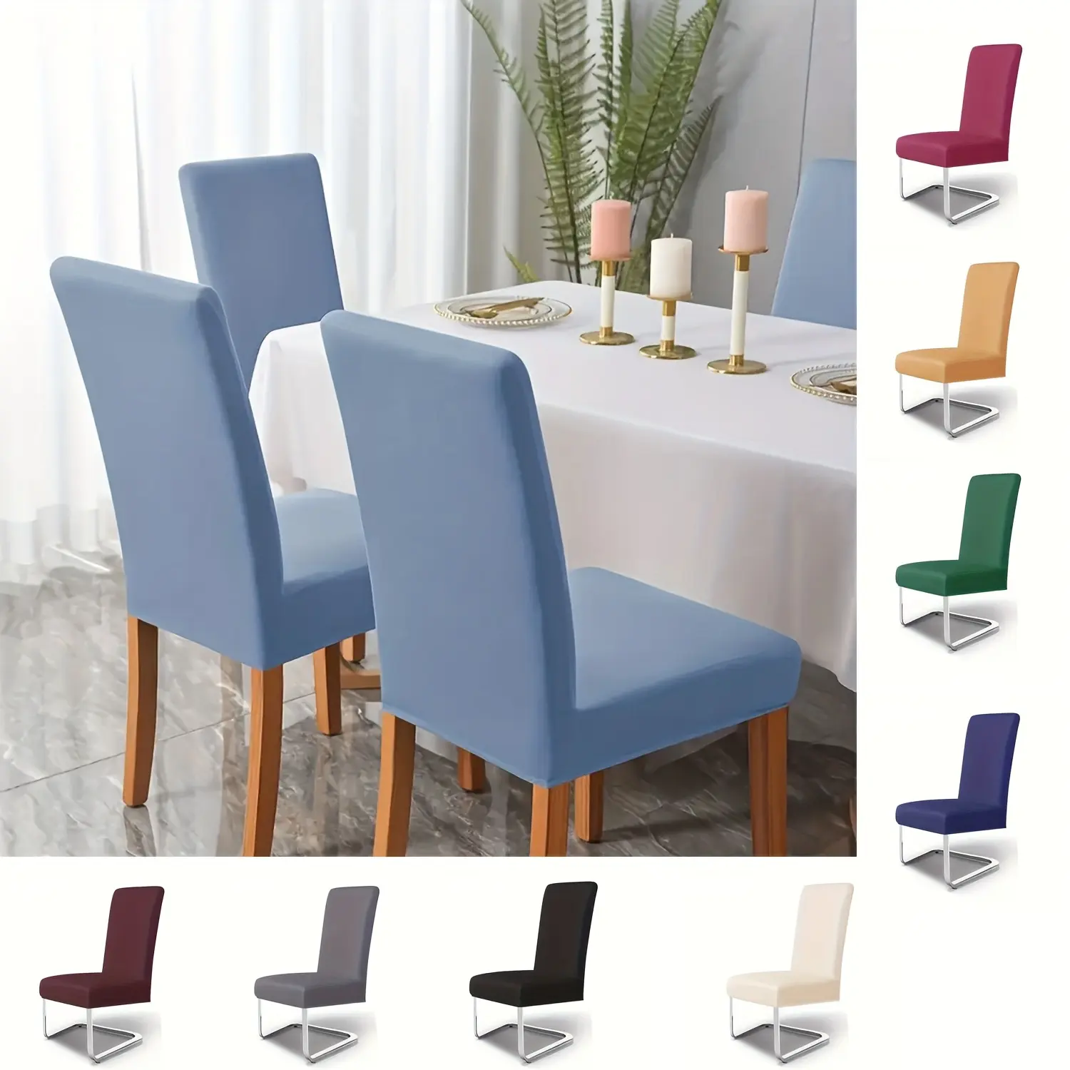 4-Piece/6-Piece Milk Soft Elastic Dining Chair Slipcovers, Stretchable Furniture Seat Protector Covers, Multipurpose Chair Covers for Kitchen, Living Room, Wedding Venues & Office, Romantic Gift and Indoor Decor for Valentine’s Day