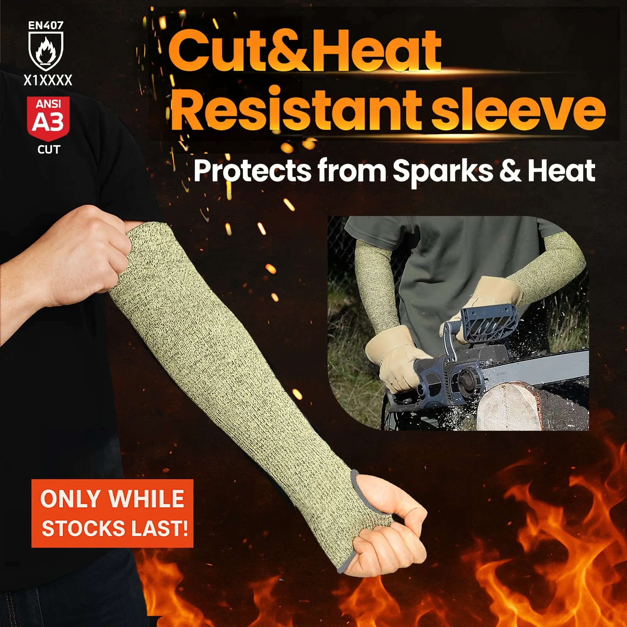 2 Pairs Cut-Resistant Sleeves, 44cm/17.3in Long, Aramid Fiber, Ideal for Welding, Gardening, Kitchen Tasks, Bite Protection, Pet Care