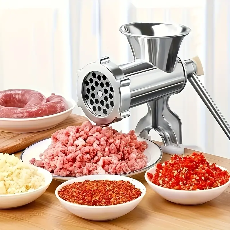 Manual Meat Grinder Handheld Vegetable Spice Chopper with Table Clamp Kitchen Food Mincer for Home Cooking