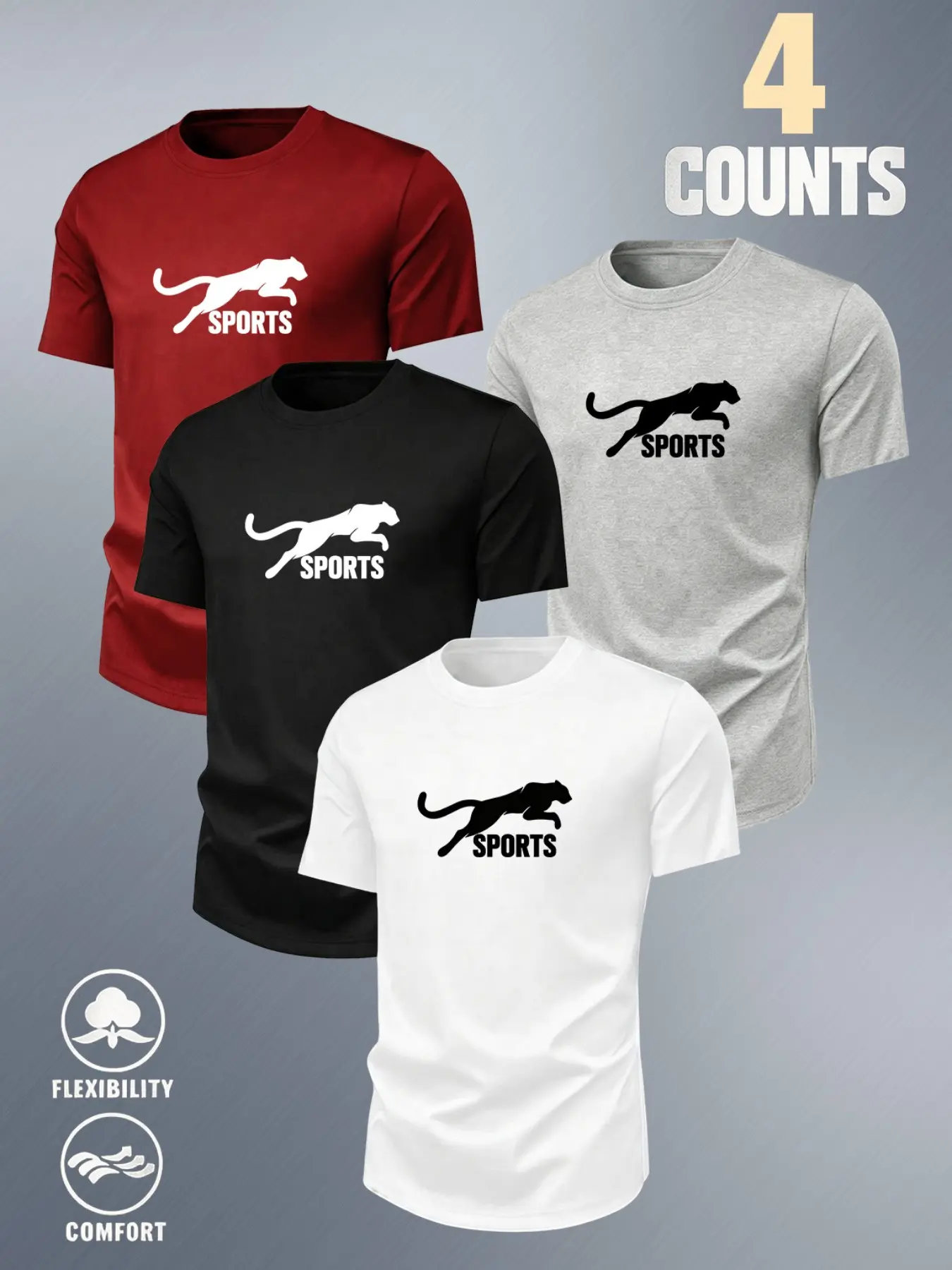 Men's Leopard Print Short Sleeve Set, Comfortable Round Neck T-Shirts, Casual Daily Wear, Breathable Sports Top, Youth Fitness Clothing, Breathable Casual Sportswear