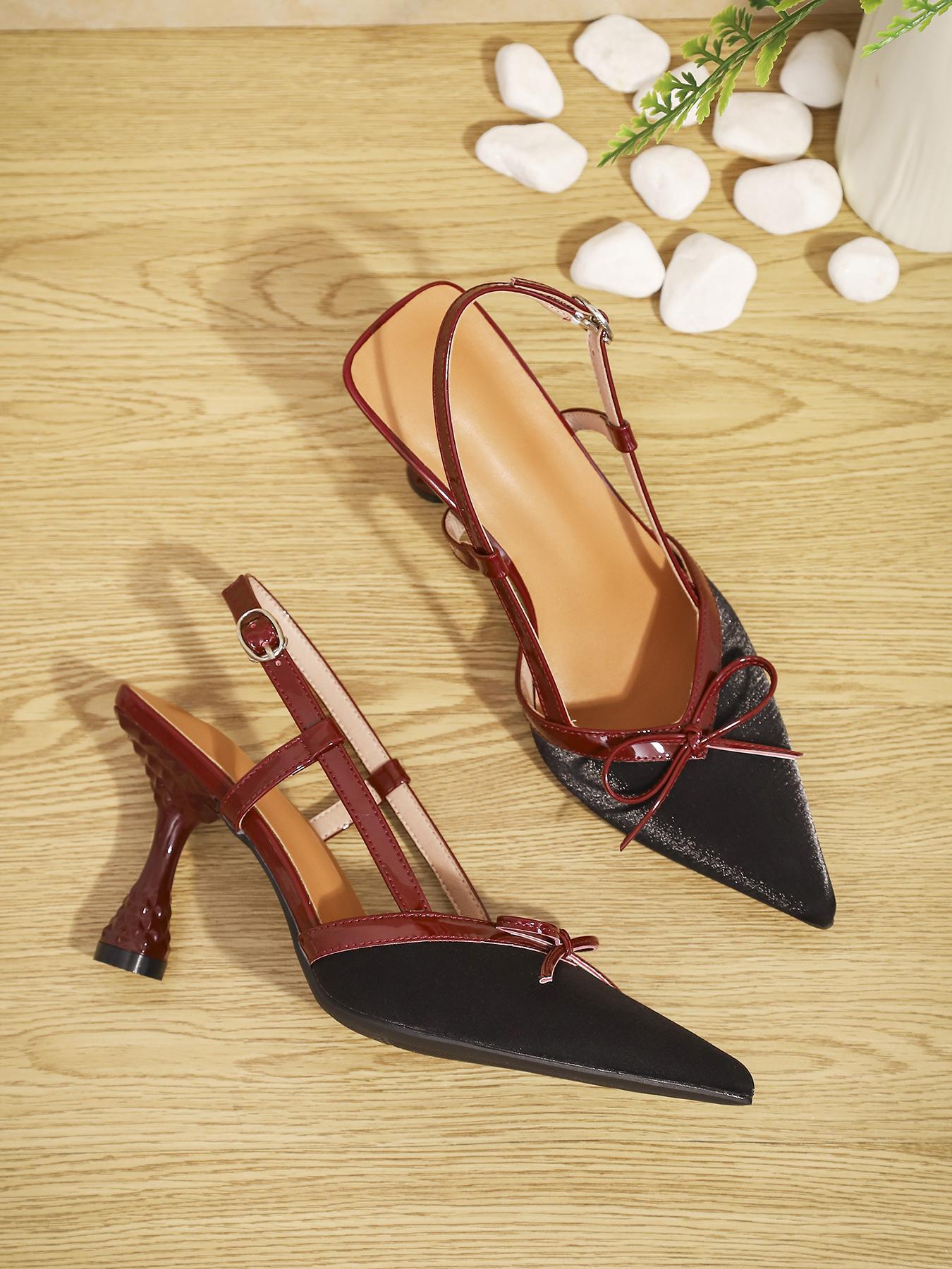 Women's Fashionable Bowknot Design Heels, Valentine's Day Gift, Casual Pointed Toe High Heel Classy Sandals for Summer, Comfortable Breathable Slingback Shoes for Daily Wear
