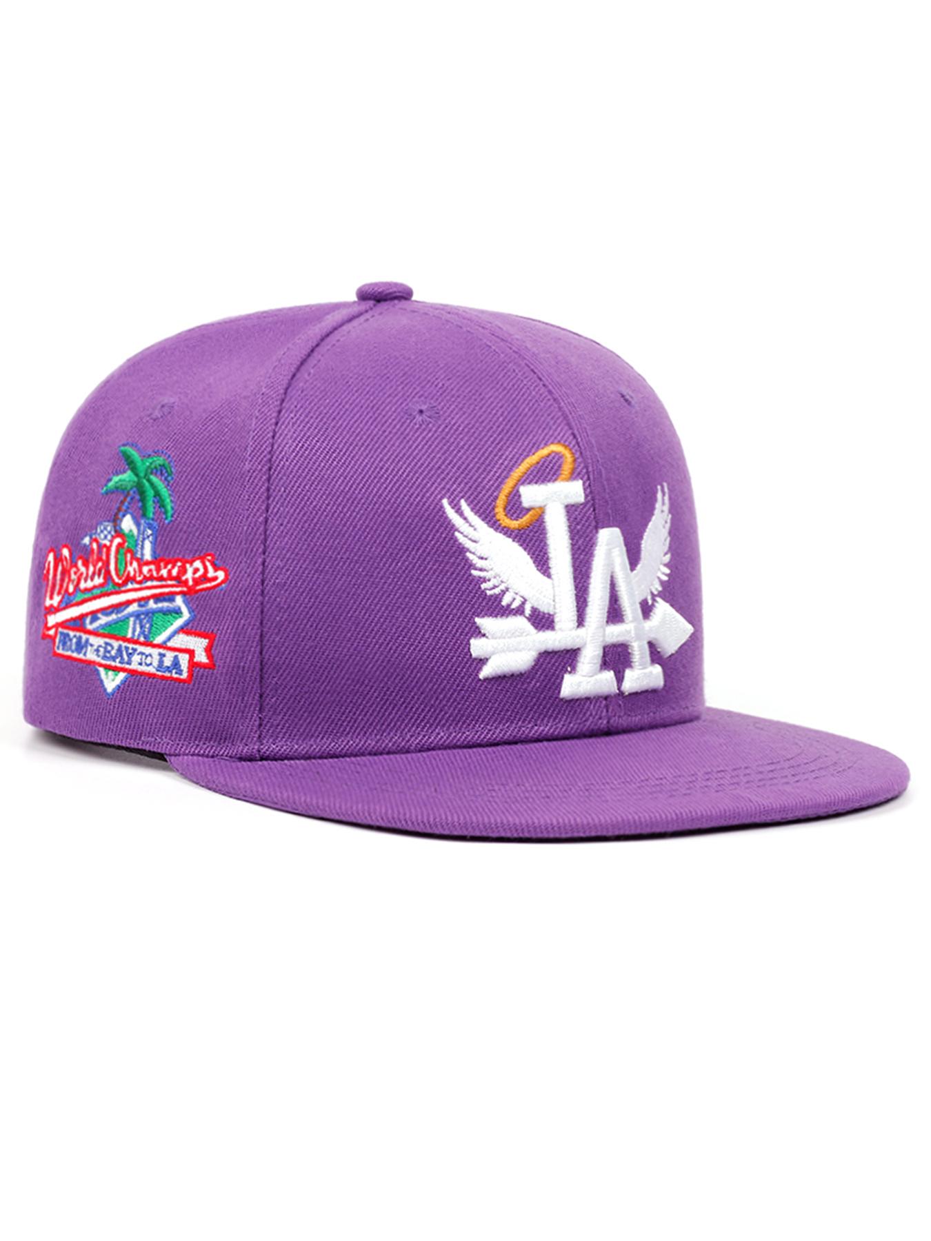 2026 Personalized New LA Wings Side Coconut Tree Embroidery, Custom Embroidered Hat, Trendy Street Hip Hop Hat Outdoor Sunshade Hat Baseball Hat Adjustable Flat Edge Hat Suitable for Men and Women Adjustable Snapback Cap