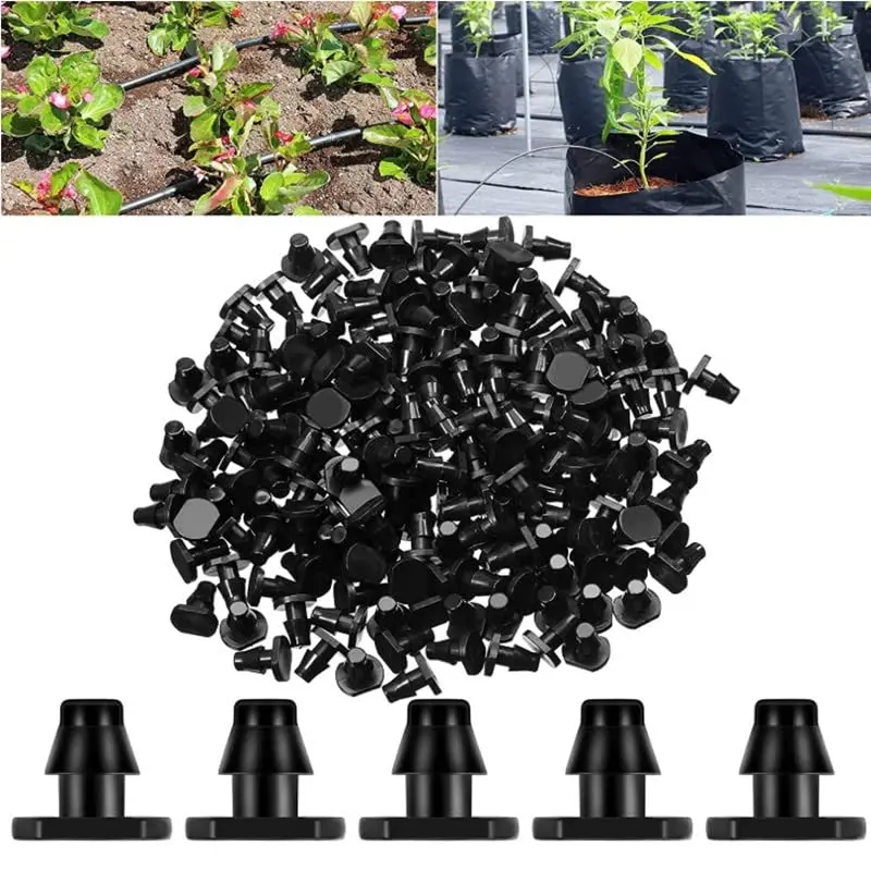 50 count 1/4" Drip Irrigation End Plug for Drip Irrigation System Kit | Gardeners Drip Irrigation Fitting, wn Drip Irrigation System Connectors, For 1/4 inch Drip Irrigation Tubing