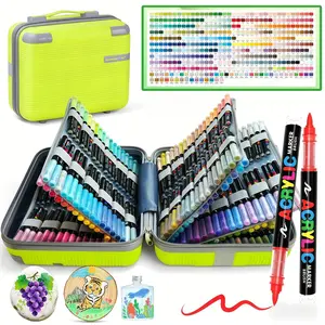 Guangna Christmas Art Supplies, 408 Colors Acrylic Marker Pens, Soft Tip, High Saturation, Large Ink Capacity, Professional Use