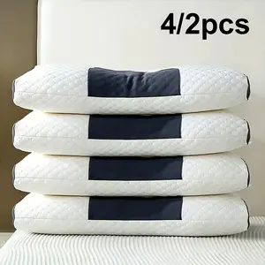 4/2 Pcs Soft Adjustable Ergonomic Neck Pillow, Removable Washable Cover, High Quality Support Core, Breathable Mesh No Heat Trapping, Contour Neck & Shoulder Support, Comfortable Sleeping Pillow for Home, Bed, Sofa