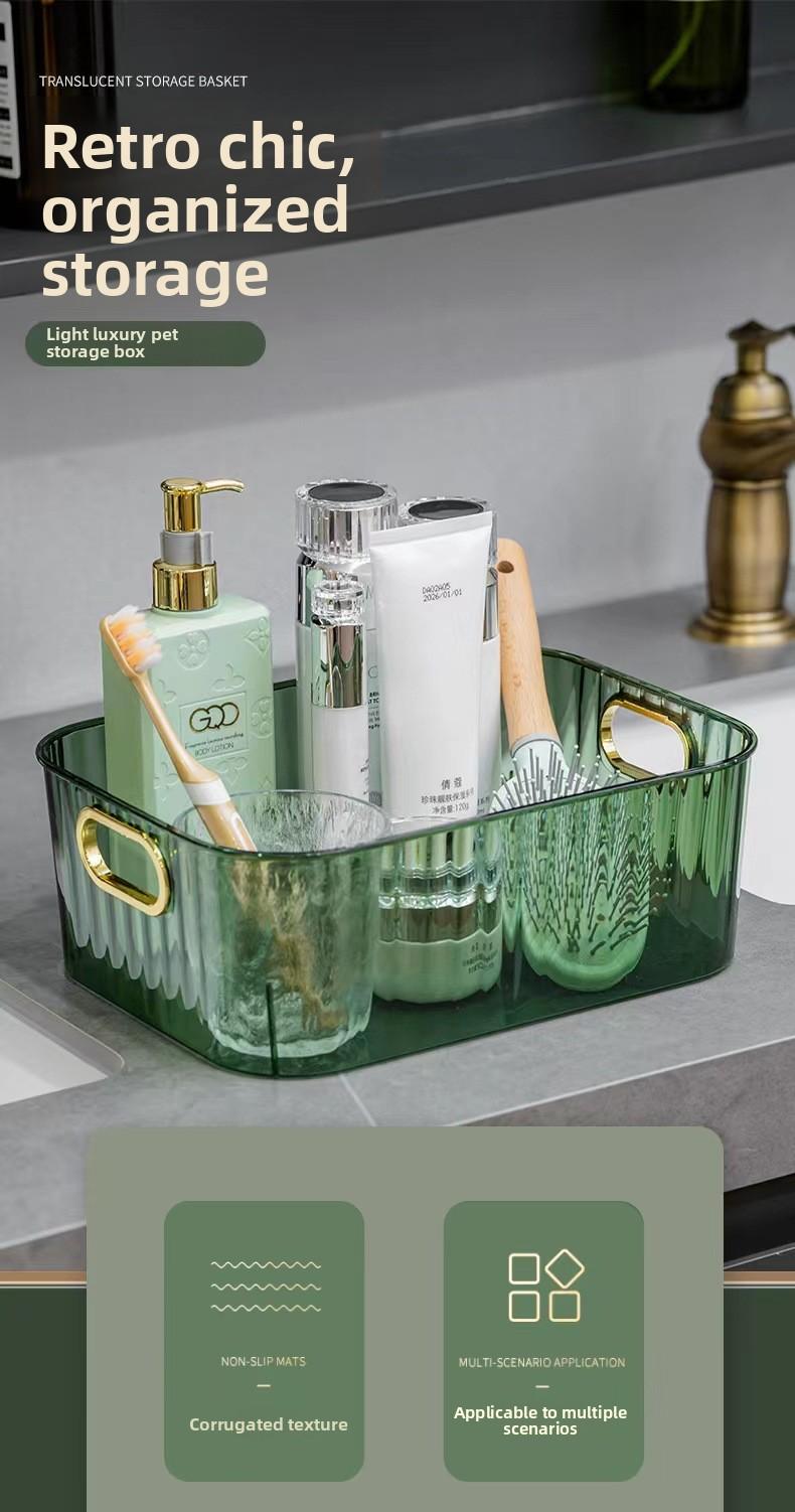 Acrylic desktop storage box, transparent dormitory desk stationery and book organizer, office file basket