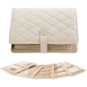 Travel Jewelry Organizer, Foldable Jewelry Bags Jewelry Storage Book, Back to School Gifts for Girls Women, Ring Binder with Clear Zipper Velvet Pouch Bag for Traveling,Rings,Necklace,Earrings,Bracelets,Brooches, Travel organizer