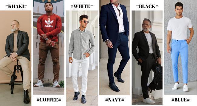 PASLTER Mens Chinos Slim Fit Pants Flat Front Stretch Skinny Tapered Dress Pants Comfort Casual Solid Trousers Menswear Shirts