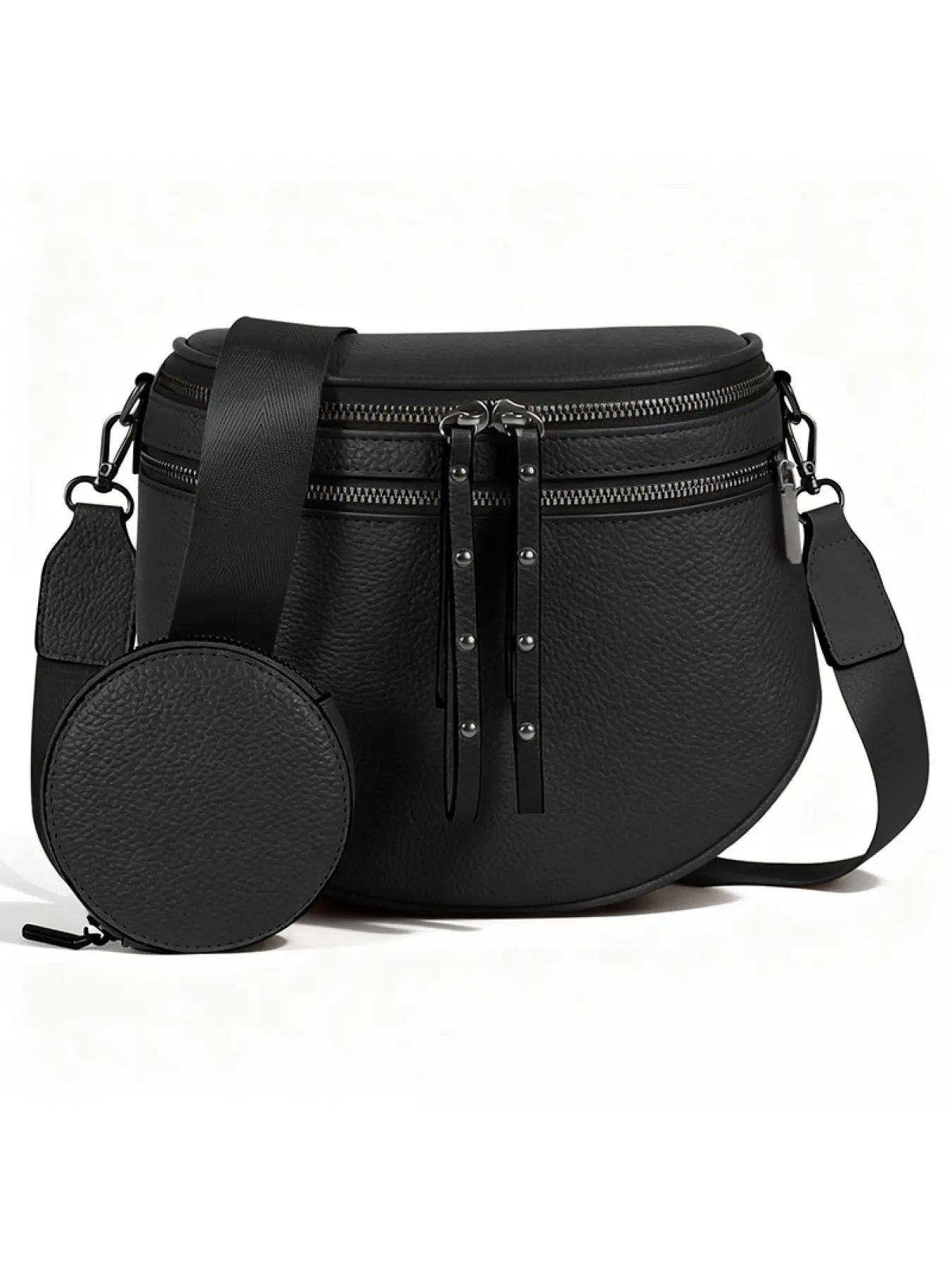 New Women's Crossbody Waist Bag, Cross Body Purse, Vintage Dual Zip Design, Adjustable Shoulder Strap, Saddle Bag, Fashionable Ladies' Backpack