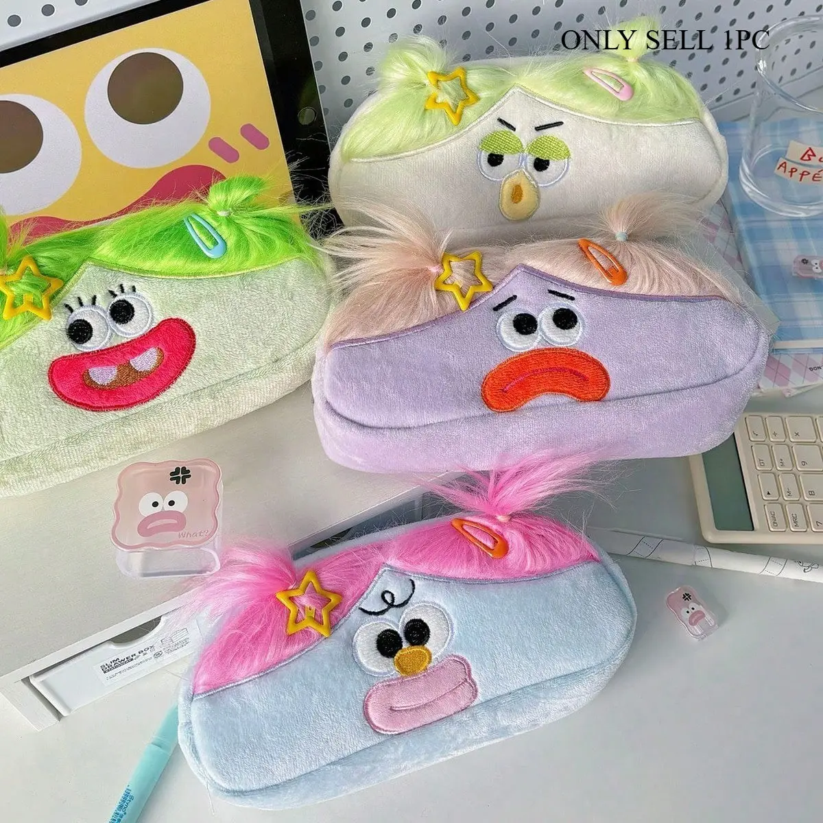 1pc Cute Cartoon Large Capacity Pencil Case, Korean Japanese Style Multi-functional Stationery Box, Unisex Simple Pouch, Can Be Used As Cosmetic Bag & Wash Bag, School Supplies for Back to School, Desk Supplies