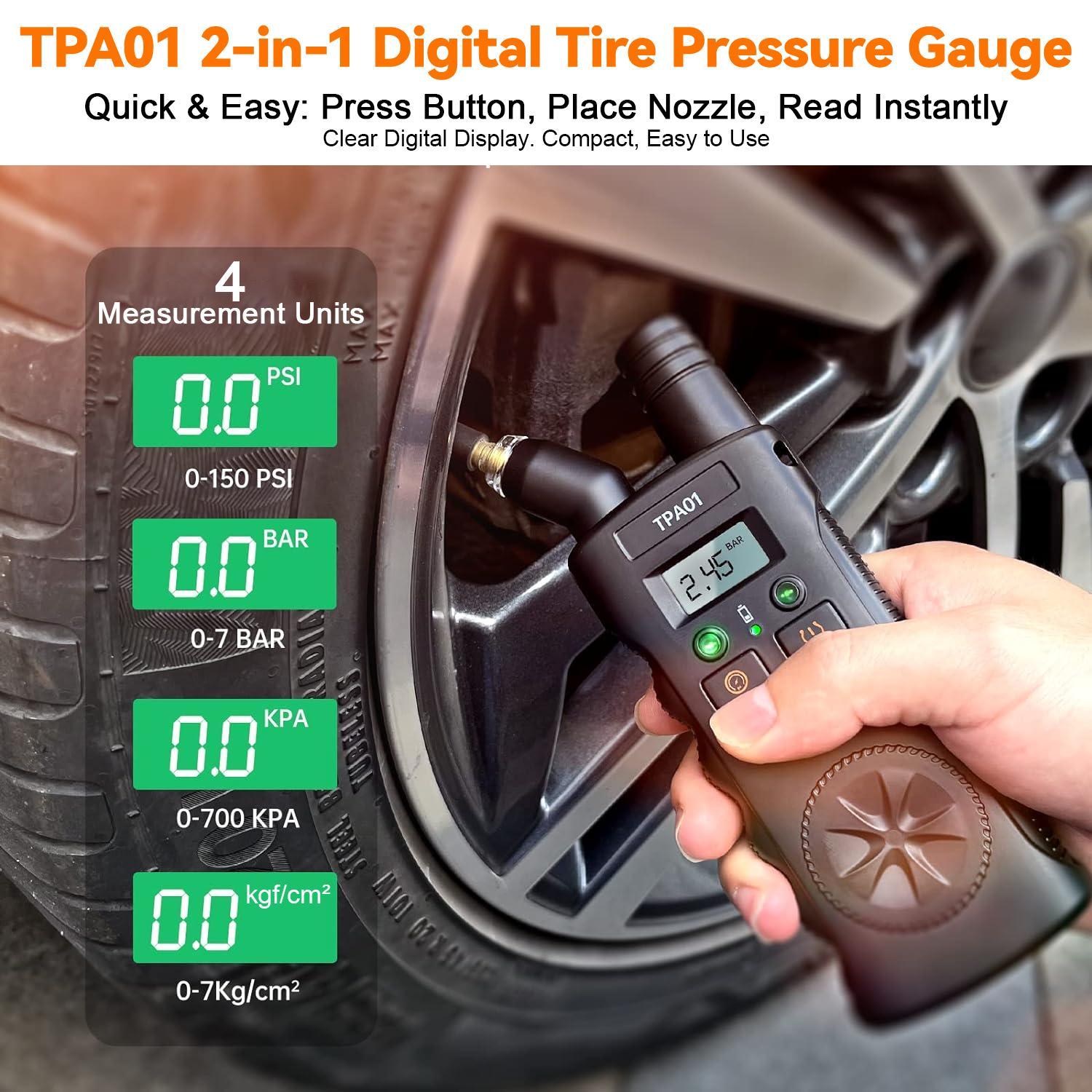 [For GM]VXDAS TPA01 2-in-1: GM TPMS Relearn Tool + 150 PSI Digital Tire Pressure Gauge | Professional Tire Sensor Reset for Chevy, Buick, GMC & Cadillac