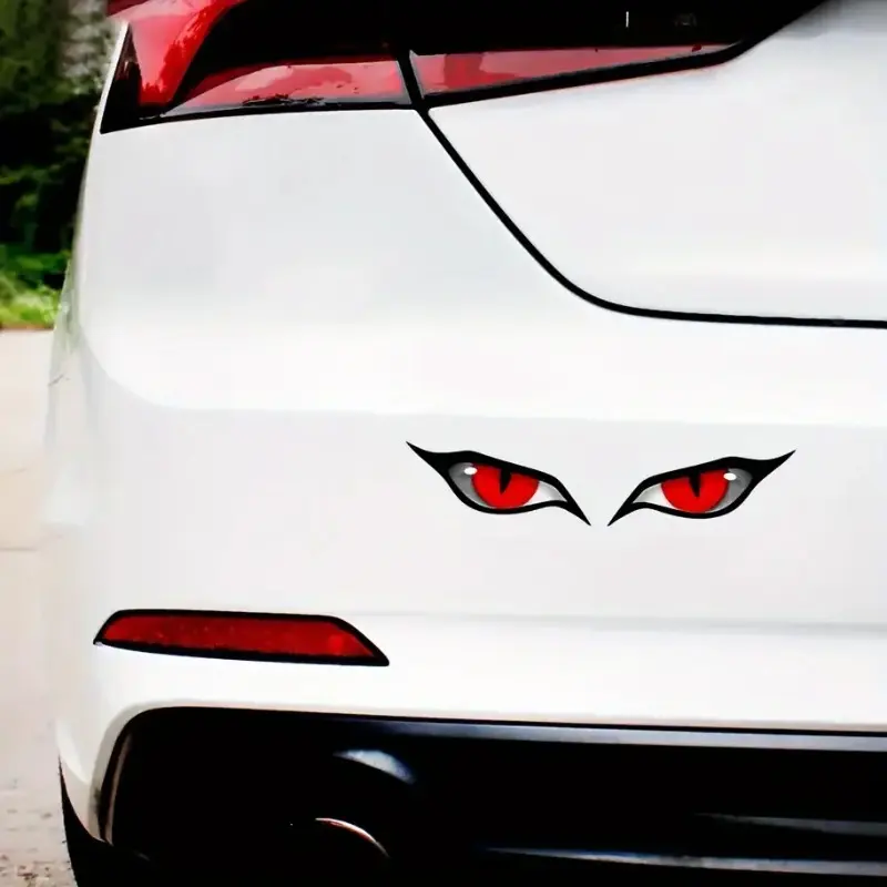 Vinyl stickers featuring cartoon monster eyes for cars, motorcycles, helmets and accessories - Pre-stuck stickers with a cartoon horror theme, decorated with crystals, irregular shapes, glossy surface, single-use - Suitable for wood, plastic, glass, metal