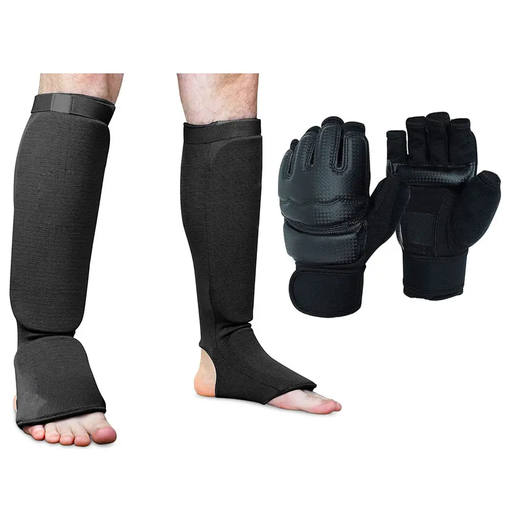 Protective Shin Guards With Instep Cover for Kickboxing Shock Absorption Leg Calf Protectors Martial Arts Training Sparring Combat Fighting Sports Safety Gear