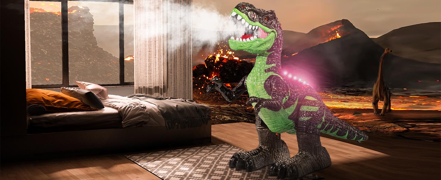 Remote Manage Tyrannosaurus Large Dinosaur Toy for Boys 3 4 5 6 7 8 Years, Lifelike Tyrannosaurus with Water Mist, Light, Roaring, Electrical Dinosaur Birthday Gifts for Kids Toddlers