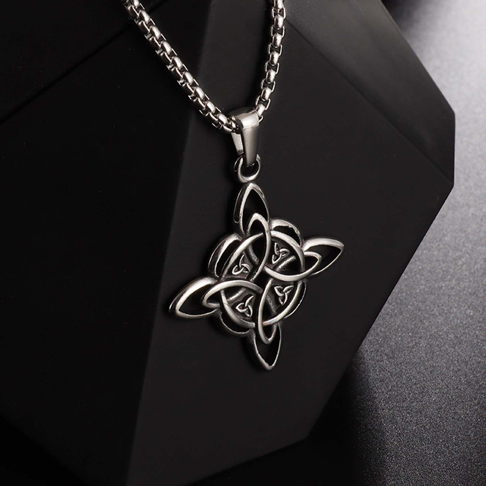 FringeFlutter Stainless Steel Celtic Knot Protection Collarbone Necklace | Unisex Minimalist Jewelry