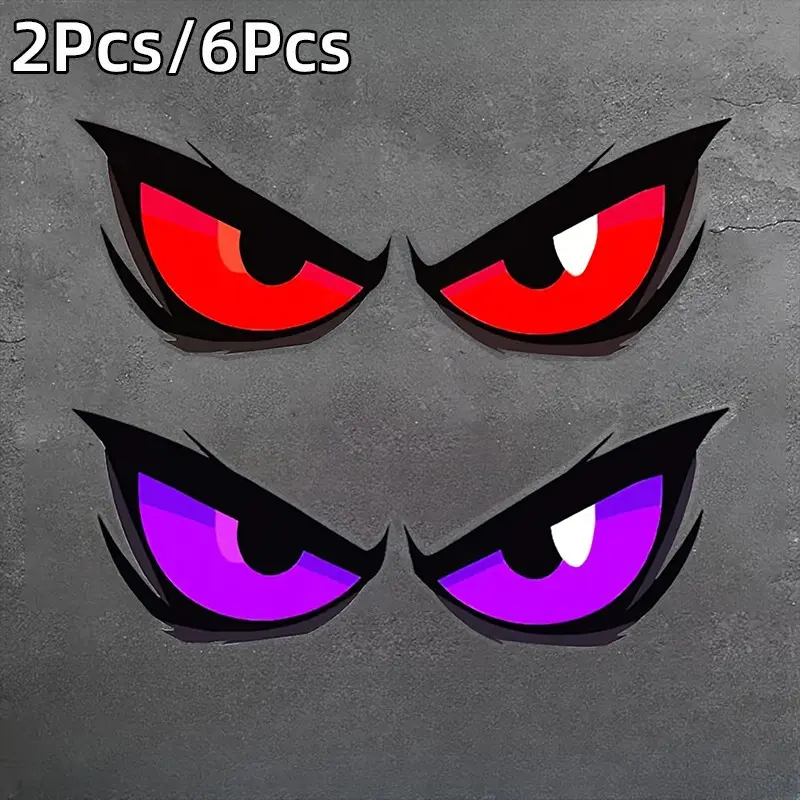 Monster Eye Stickers, 2pcs/6pcs, Scratch-Resistant, for Car, Motorcycle, Windows, Smooth Walls, Bottles, Computers, Decorative Decals, Automotive Decals