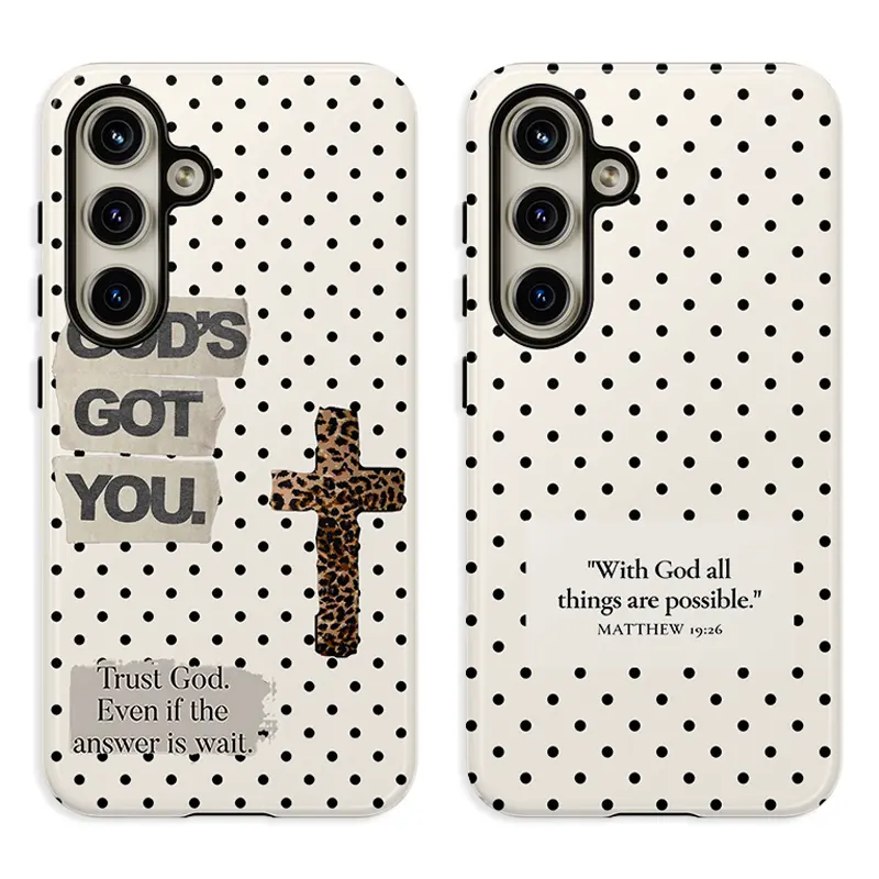 Christian Polka Dot Bible Verse Phone Case, Shockproof Cover Dual Layer Soft TPU Hard Bumper Shell for Samsung S26 S25 S24 S23 S22 S21 NOTE20 Ultra A71 A56 A36 Plus FE A06 A13 A14 A15 A16 A23 A25 A26 A34  A52 A53 A54 A55 A57 A37 A33 A04 A05 A17 S25edge