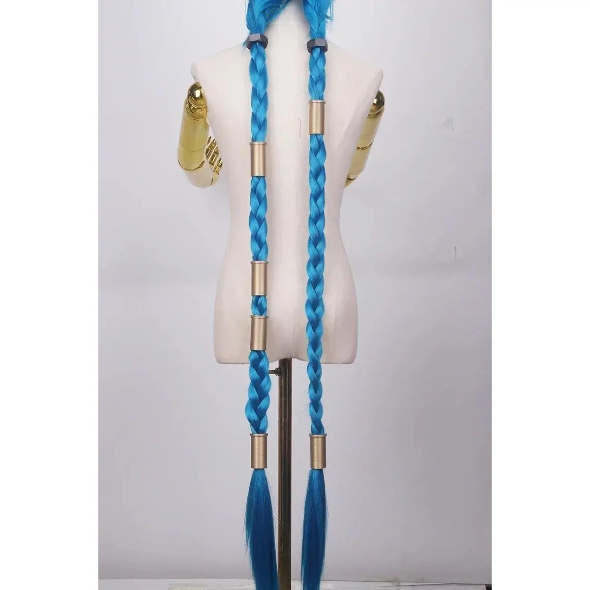 LOL Jinx Resin Headwear Prop Cosplay Wig Blue Braids Plaits The Loose Cannon Synthetic Hair Halloween Party Role Play Wigs