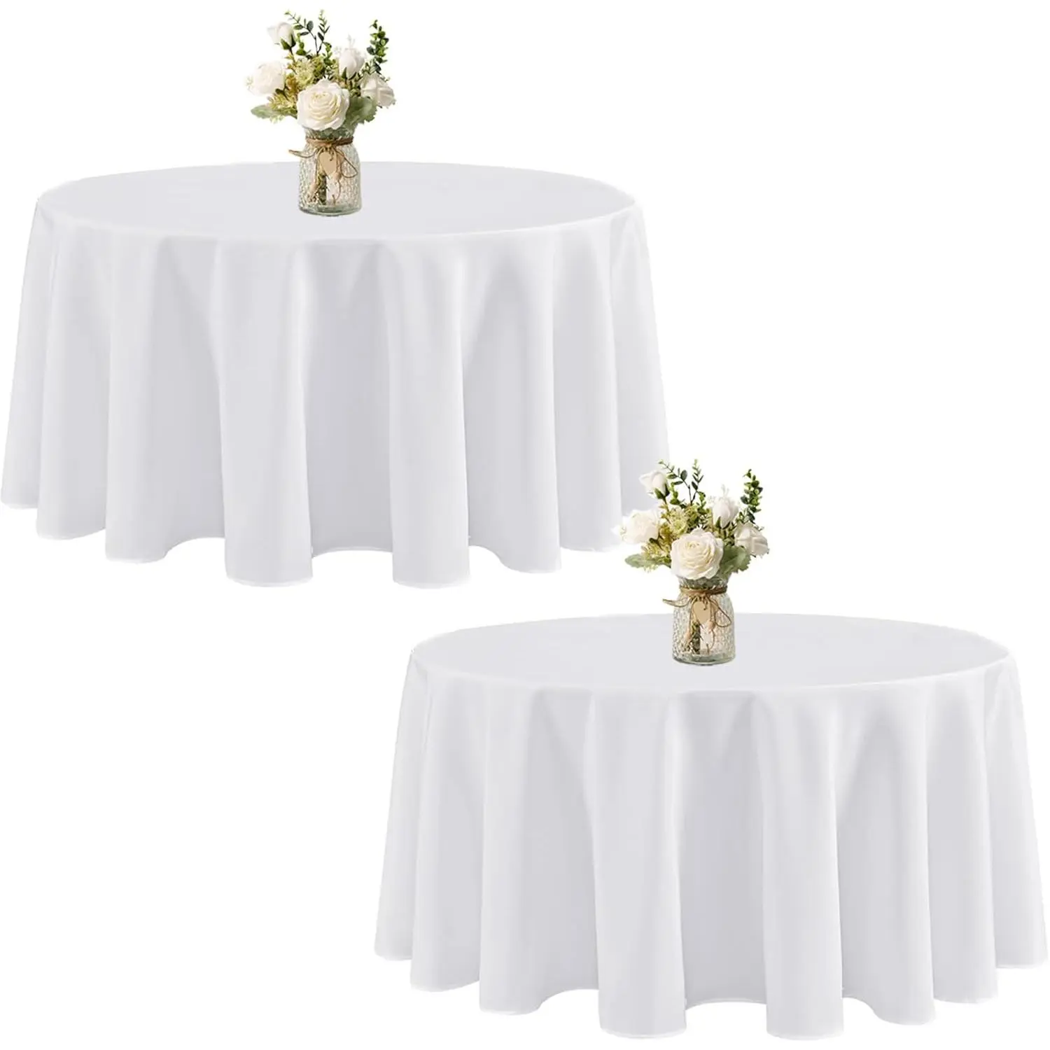 120 Inch Round Tablecloth 2 Pack,White Table Cloths Washable Table Cloth Cover for Wedding Reception Banquet Birthday Buffet Restaurant