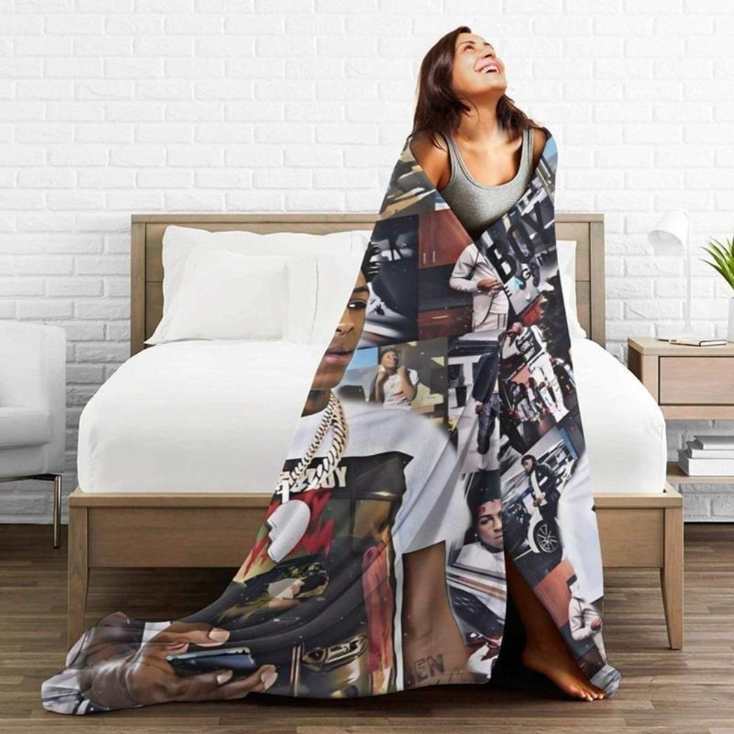 YoungBoy Never Broke Again Funny Blanket Suitable for Sofa Bedroom Car Soft Air Conditioning Blanket etc. Suitable for all seasons Applies to Super Soft Decorative Sofa/Sofa/Dedroom  Soft, lightweight and breathable