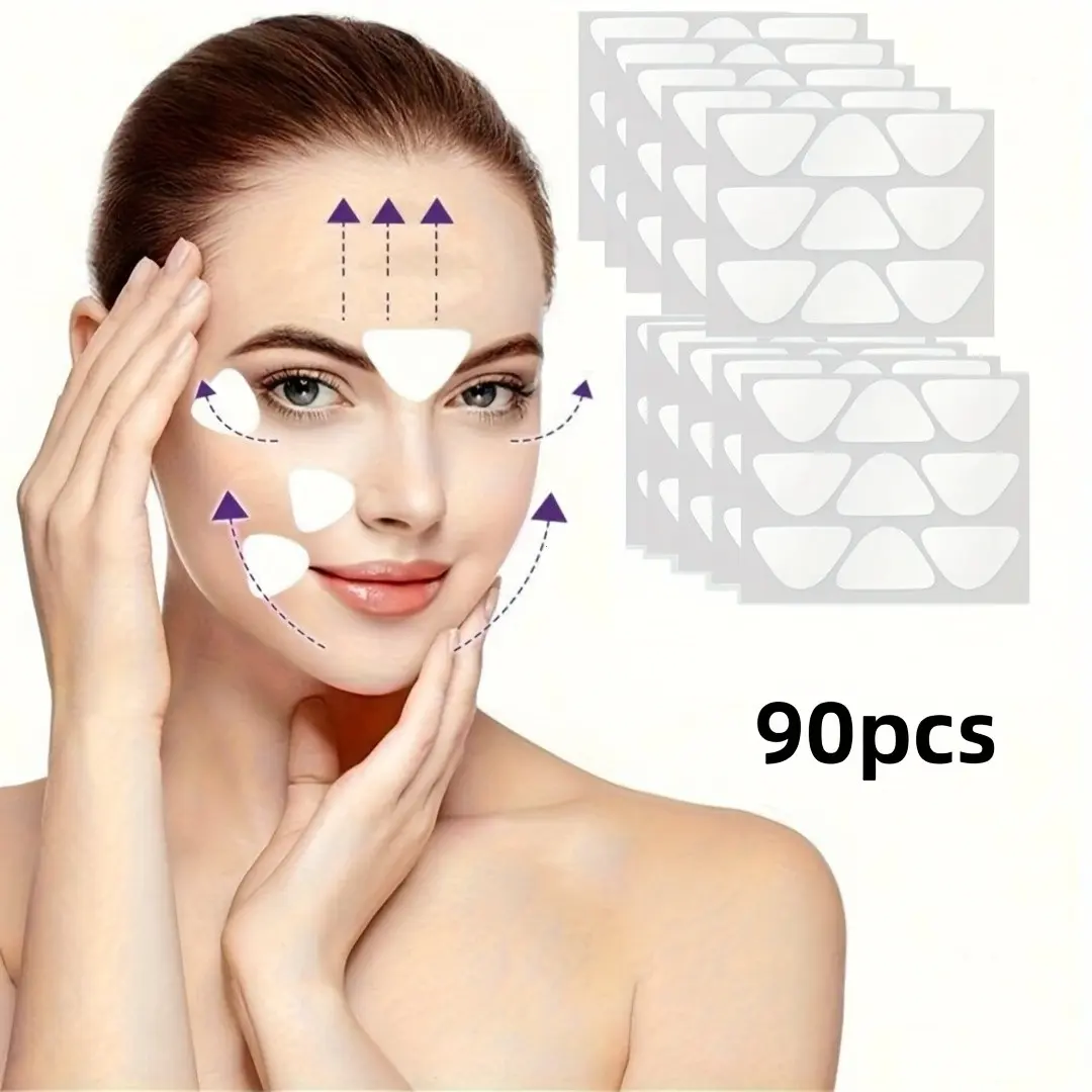90 Pcs Facial Wrinkle Patches, Triangle Non-Facial Tape, Tightening V Face, Invisible Concealer, Treats Wrinkles, Bags, Fine Lines