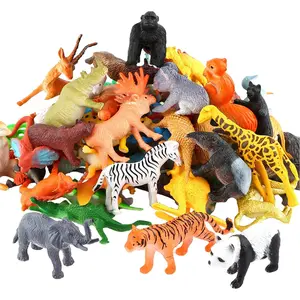 Animals Figure,54 Piece Mini Jungle Toys Set, Realistic Wild Vinyl Plastic Animal Learning Party Favors for Boys Girls Kids Toddlers Forest Small Playset Cupcake Topperfidget toys