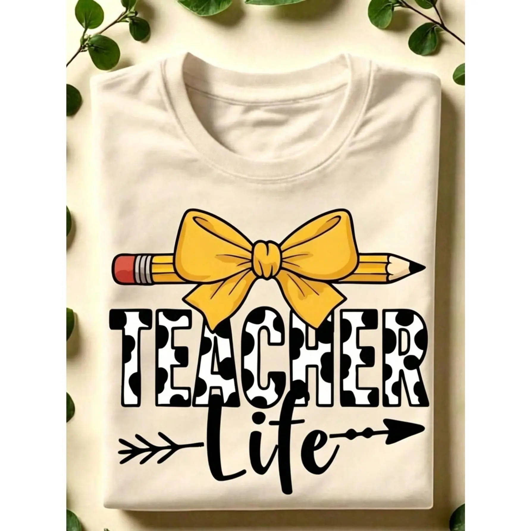 Teacher Life Shirt, Teacher Pencil Coquette Bow T-Shirt, Kindergarten Teacher Tee, Teacher School Crew Short Sleeve Shirts, Back To School Gift