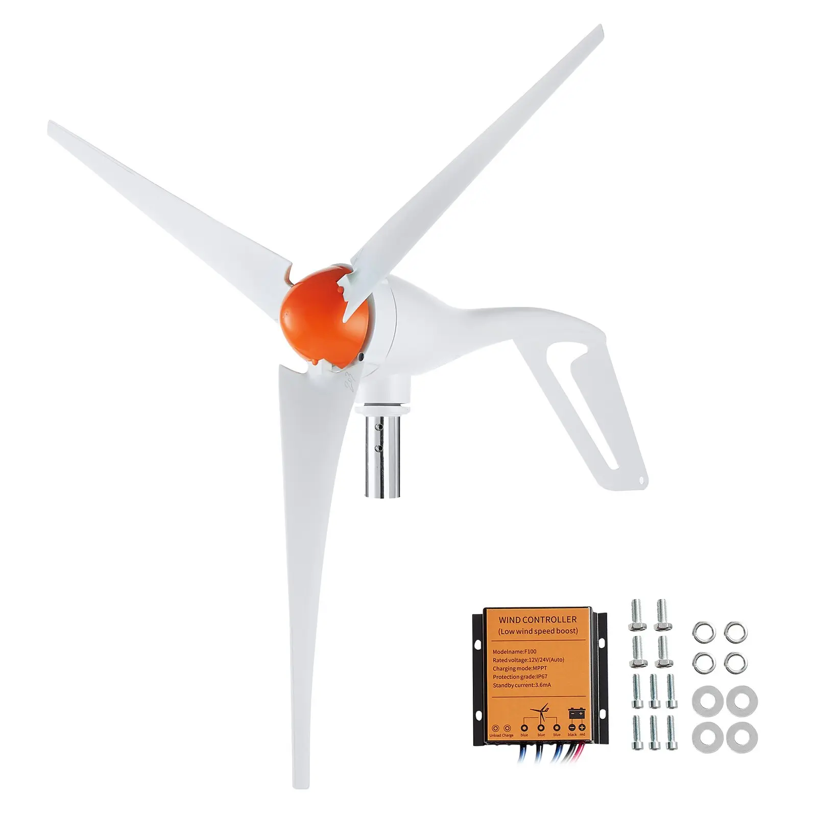 VEVOR 500W Wind Turbine Generator, 12V Wind Turbine Kit, 3-Blade Wind Power Generator with MPPT Controller, Adjustable Windward Direction 2.5m/s Start Wind Speed, Suitable for Home, Farm, RVs, Boats
