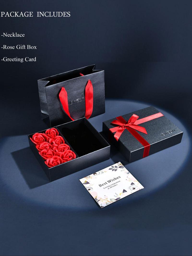 Couple Rhinestone Decorated Magnetic Heart Charm String Bracelet with Rose Gift Box, Fashionable Jewelry for Women & Men, Trendy Exquisite Jewelry for Birthday Gift