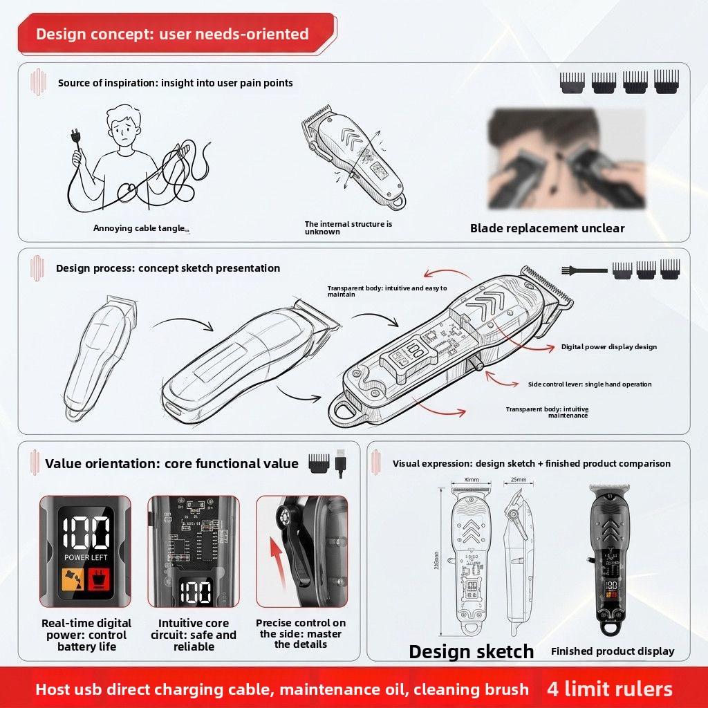 Silent hair clipper for hair salons, professional hair cutting machine, electric hair trimmer for barbershops