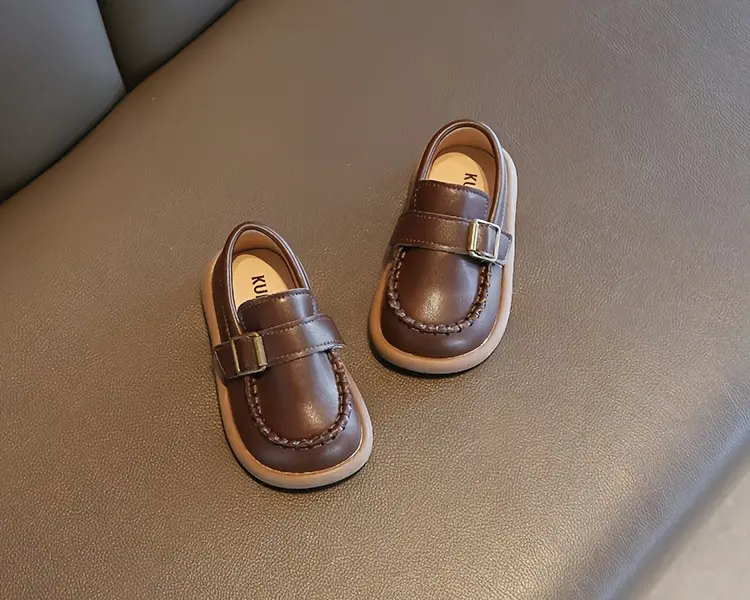 New Arrival British-Style Kids' Loafer Shoes - Round-Toe Synthetic PU Leather Low-Top Soft-Soled Flats, Rubber-Infused Comfortable and Stylish Toddler Footwear for School, Daily Casual, All-Season Use