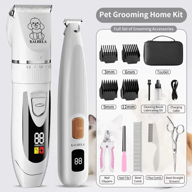 Dog Grooming Kit, Low Noise Wireless Trimmer Set, Suitable for Small & Large Dogs Cats Pets, Non-Battery Operated Design