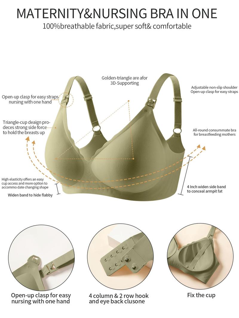 Maternity's Solid Adjustable Strap Bra, Casual Comfortable Breathable Bra for All Seasons, Maternity Lingerie for Daily Wear