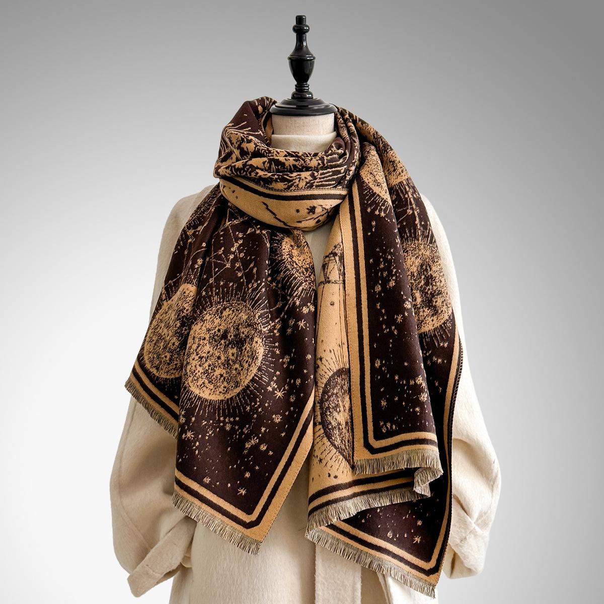 Boho Style Floral & Paisley Embroidery Tassel Decor Shawl, Paisley Print Scarf, Trendy Casual Soft Warm Double Sided Scarf for Fall & Winter, Fashion Accessories for Women & Men