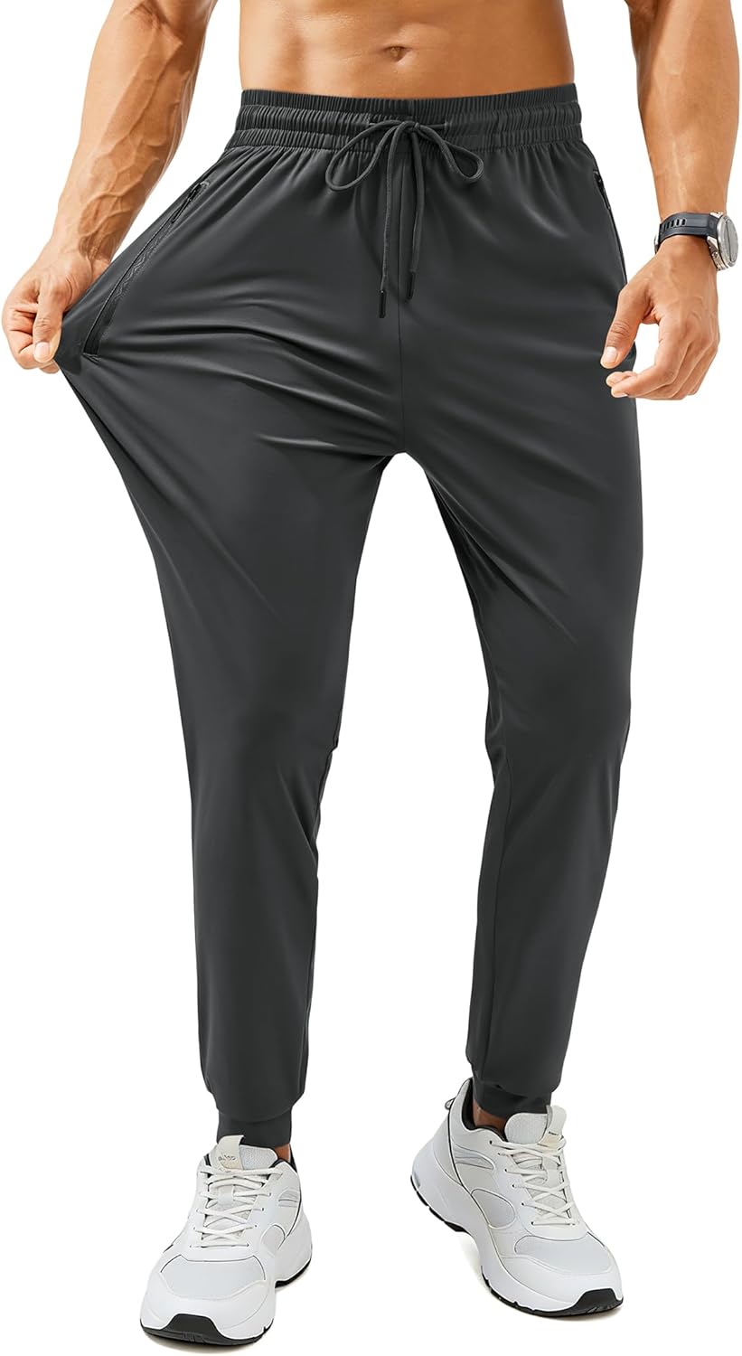 Mens Sweatpants with Zipper Pockets - Lightweight Athletic Joggers for Workout, Running, Gym, Track, Casual Wear