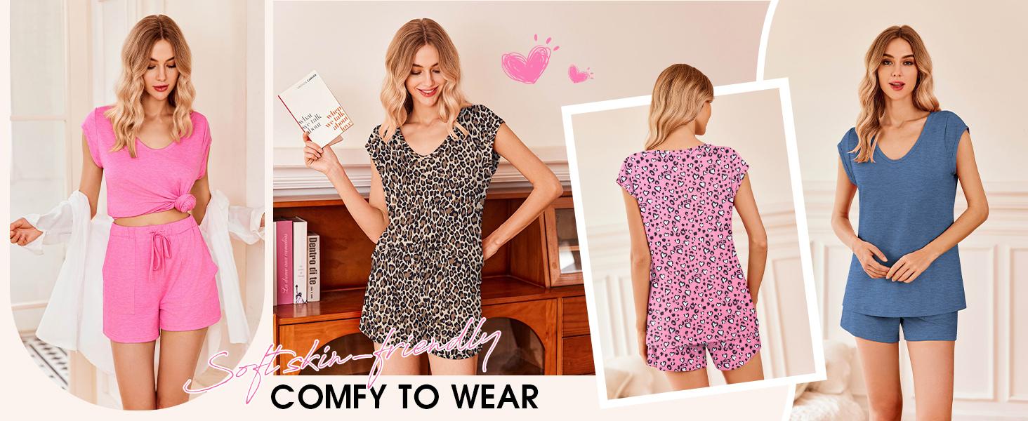 Pajama woman Women's Pajama Set 2-Piece Casual Set Comfortable Short-Sleeve Top and Shorts Cute Sleepwear Set S-XXL Easter Gift Birthday Gift Pajama woman Women's Pajama Set 2-Piece Casual Set Comfortable Short-Sleeve Top and Shorts Cute Sleepwear Set S-XXL Easter Gift Birthday Gift