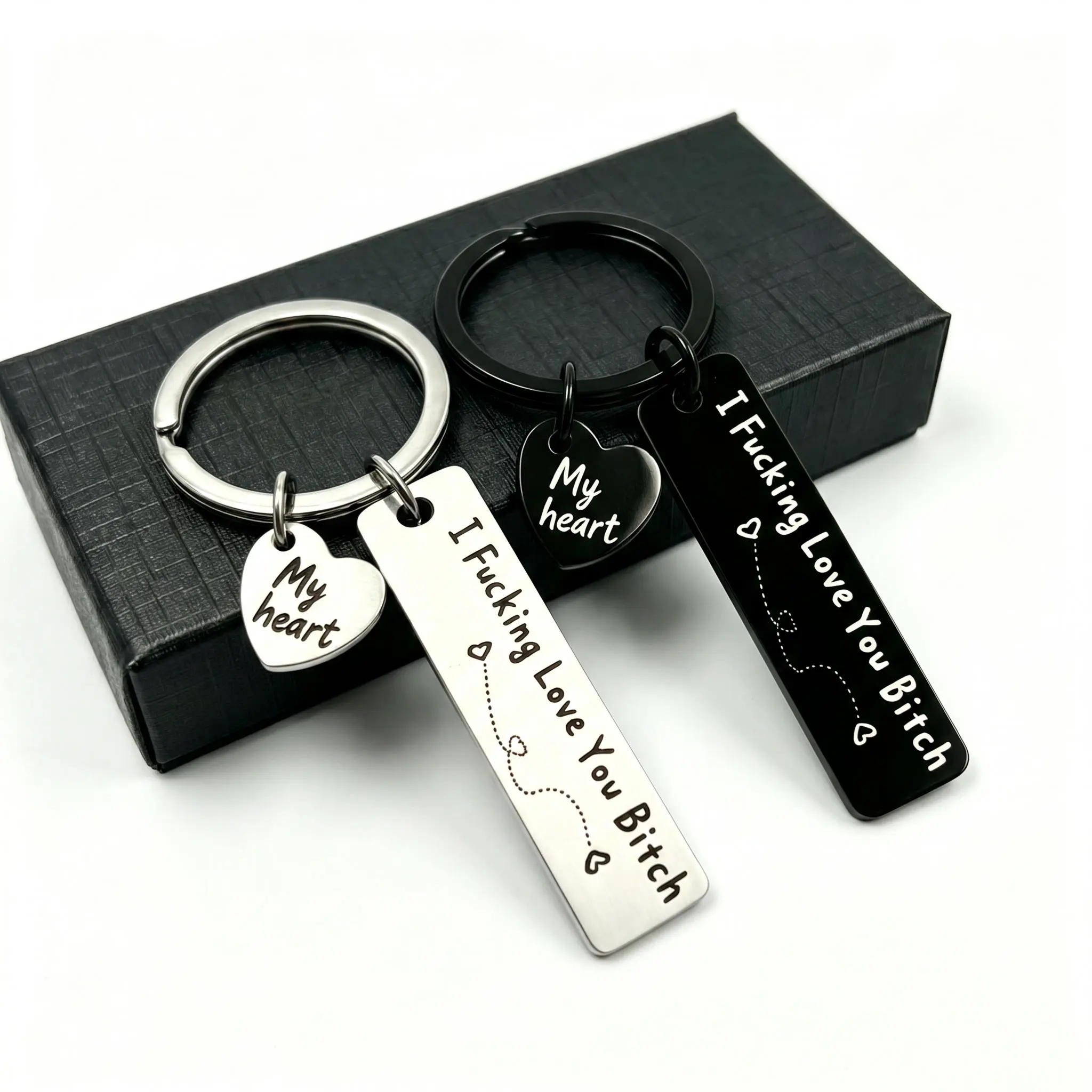 HOLDNEAR Cute Lightweight BFF Keychain - Engraved "I Fucking Love You Babe" Durable Stainless Steel Keychain, Funky Friendship Gift for Girls, Christmas Birthday Present, Lightweight Keychain