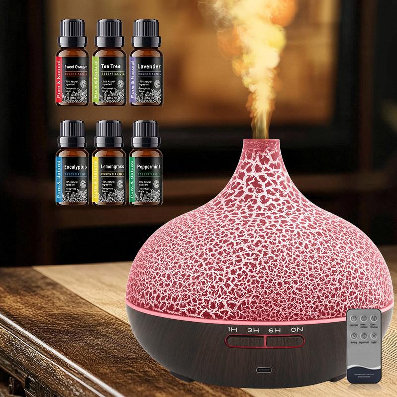 550ml Aromatherapy Essential Oil Diffuser, Auto Shut Off, Ultra Quiet for Home Office, Humidifier for Sleep, Crack Design
