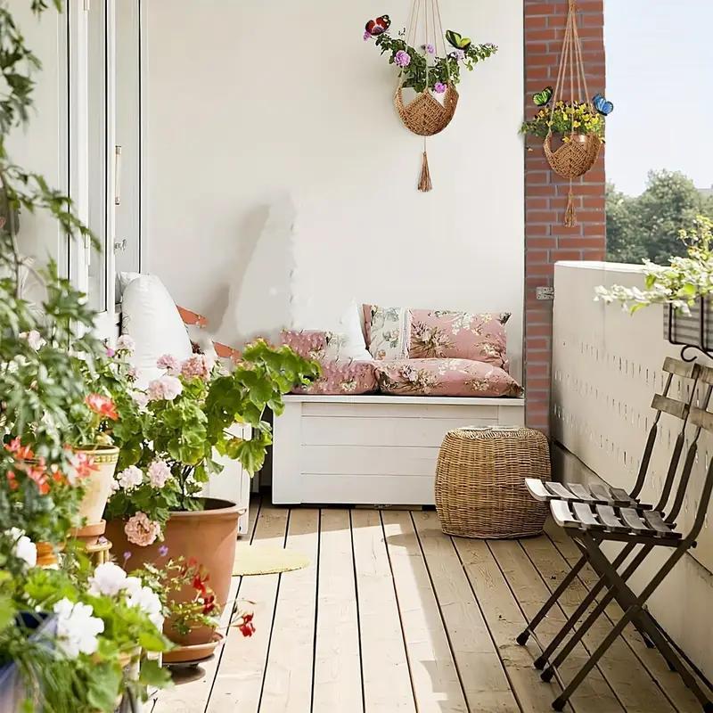 Boho Style Woven Hanging Planter Net, Lightweight Geometric Irregular Shape Hanging Plant Basket with S Hook, Home Decoration Supplies