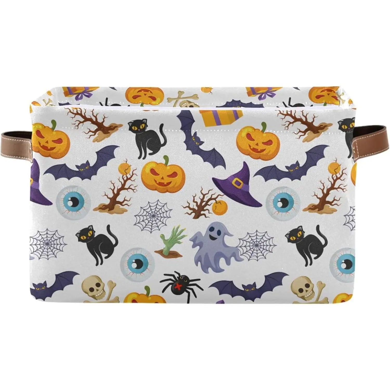 Halloween Basket, Large Foldable Storage Basket with Handles Halloween  Pumpkin  Fabric Collapsible Storage Bins Organizer Bag for Storage