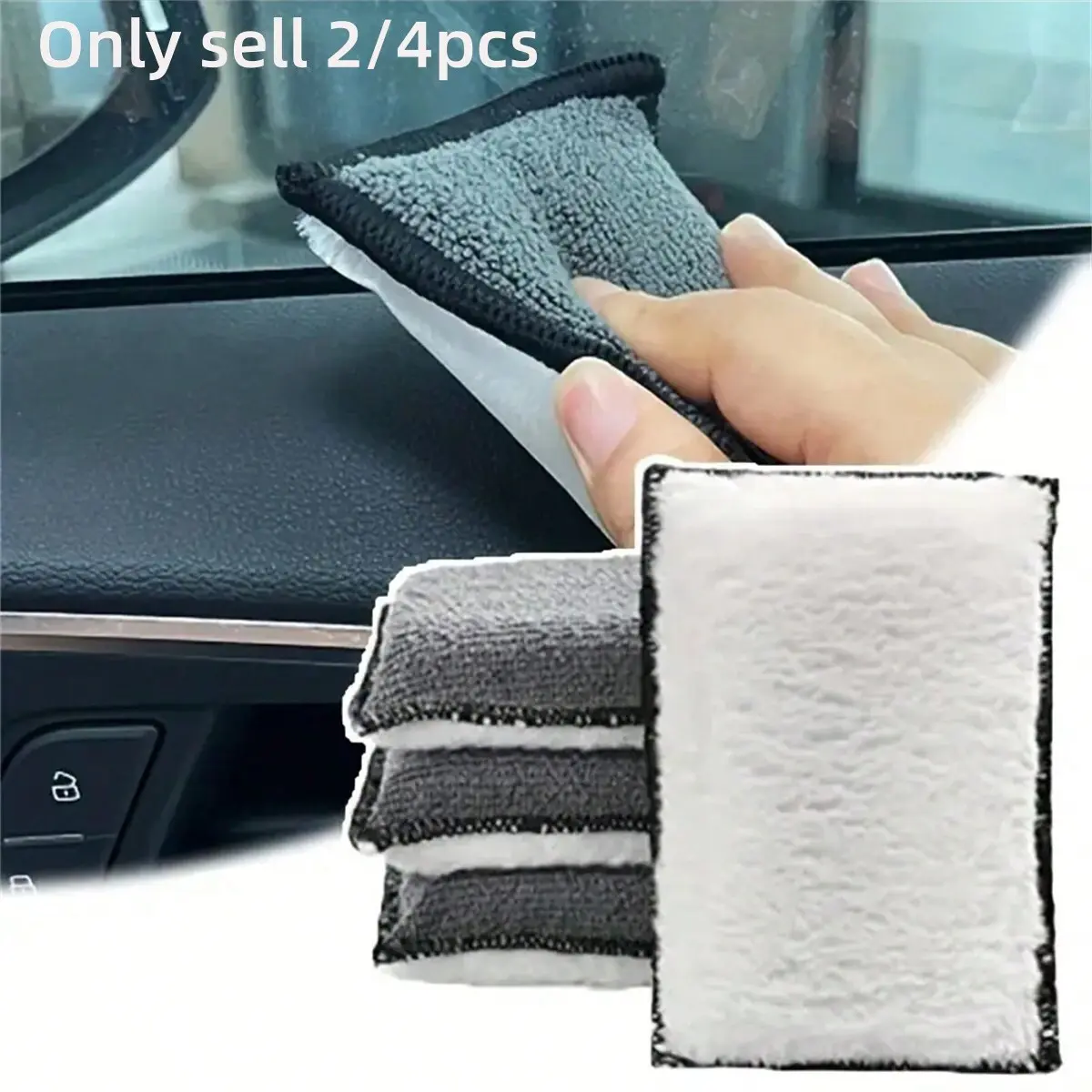 2/4pcs Car Interior Cleaning Sponge, Ultra-Fine Fiber Towel, Waxing Sponge, Car Cleaning Tools, Essential Automotive Accessories, Microfiber Towels for Cars, Car Cleaning Supplies