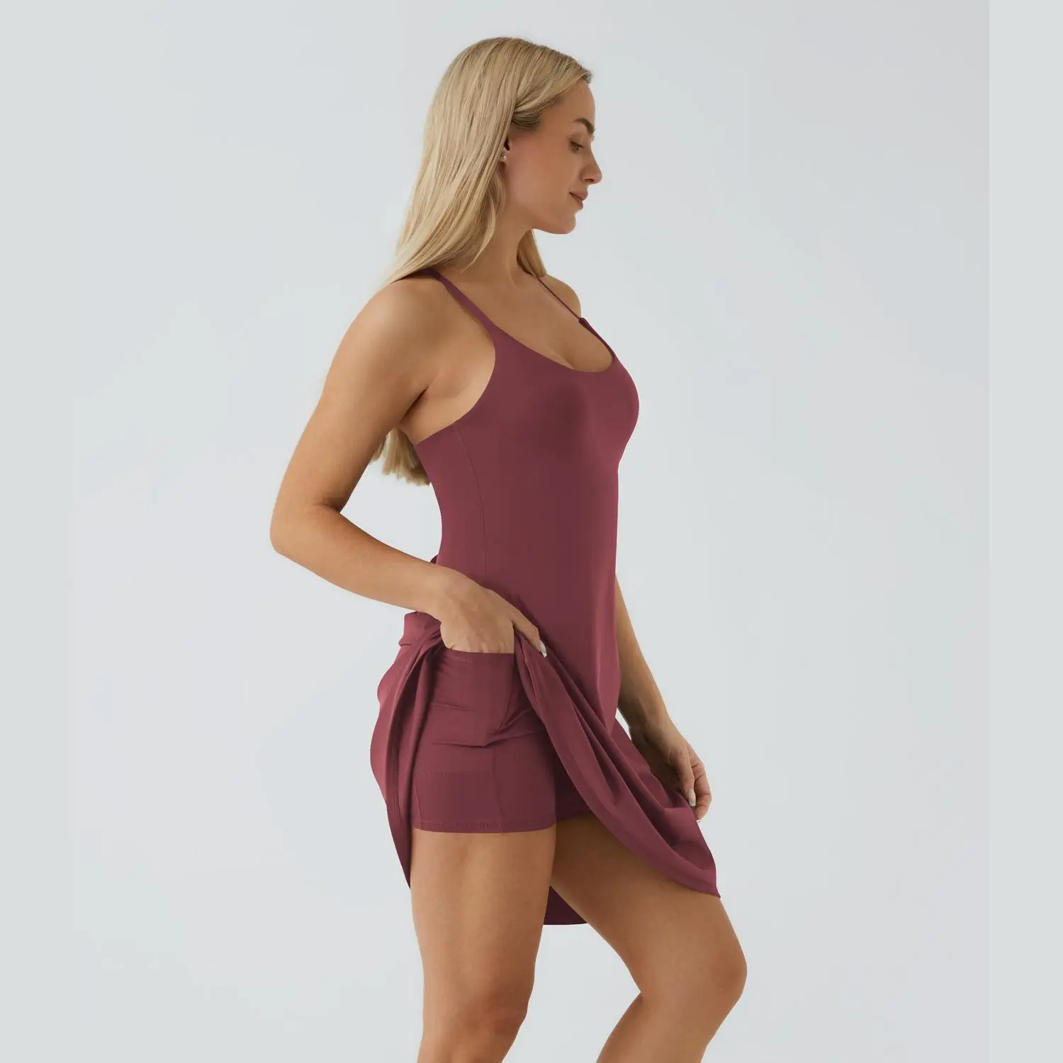 Halara Softlyzero™ Airy Backless Cut Out Adjustable Strap 2-in-1 Pocket Cool Touch Longer Active Dress-UPF50+