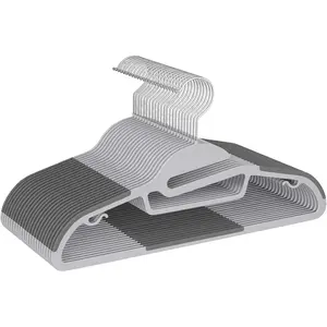 Plastic Hangers 50 Pack with Non-Slip Design,0.2 Inches Thick, 360°Swivel Hook Space Saving Organizer for Bedroom Closet,Shirts,Pants(Grey- S Shaped)